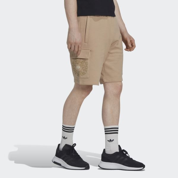 Adidas Beige Graphic Ozworld Cargo Shorts