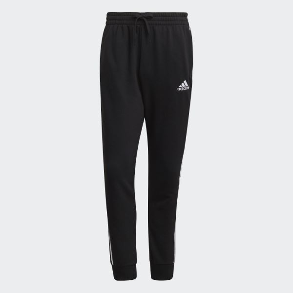 Adidas Essentials French Terry Tapered Cuff 3-Stripes Pants Black