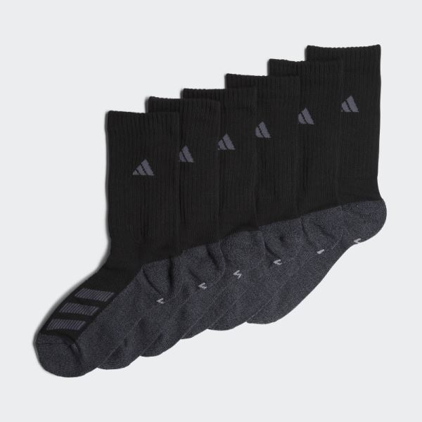 Adidas Cushioned Angle Stripe Crew Socks 6 Pairs Black