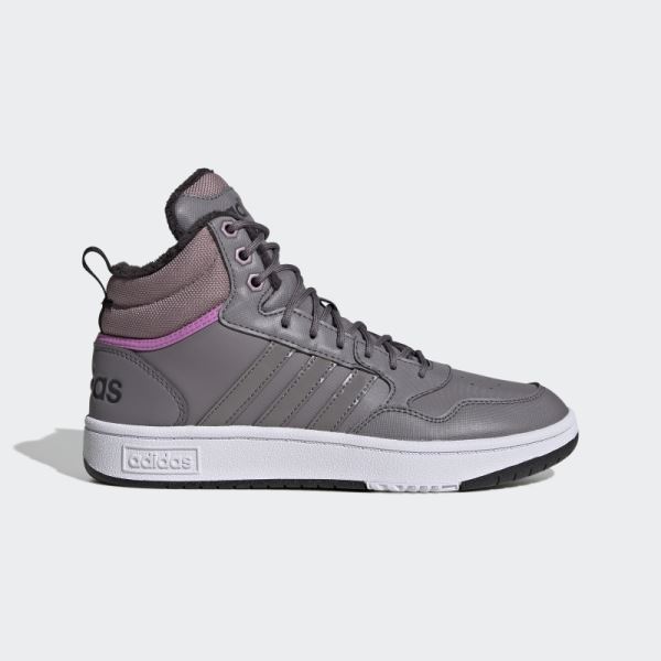 Adidas Trace Grey Hoops 3.0 Mid Lifestyle Basketball Classic Fur Lining Winterized Shoes