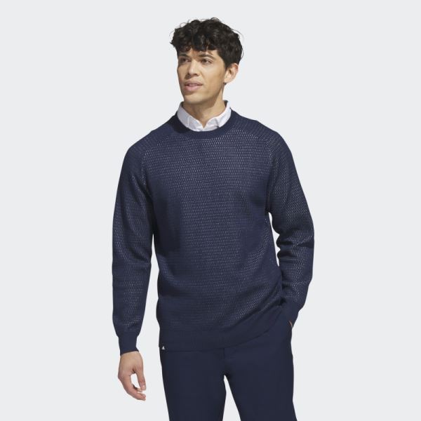 Adidas Ultimate365 Tour Flat-Knit Crew Golf Sweatshirt Navy