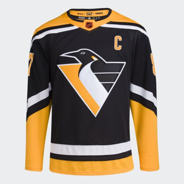 Adidas Black Penguins Crosby Authentic Reverse Retro Wordmark Jersey