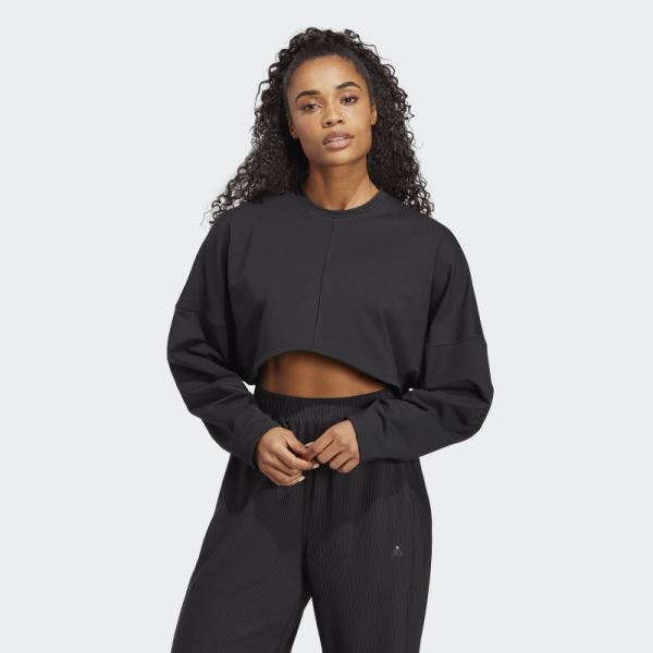 Black Yoga Studio Crop Sweatshirt Adidas