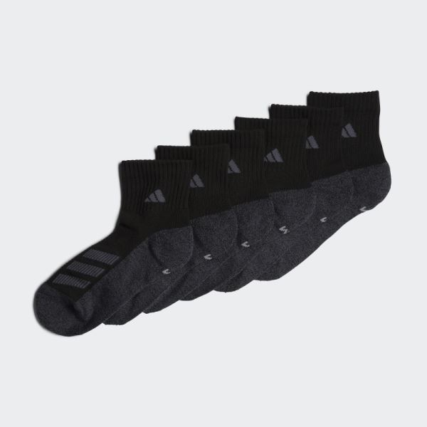 Adidas Cushioned Angle Stripe Quarter Socks 6 Pairs Black