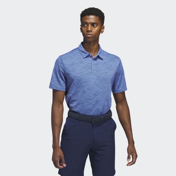 Textured Jacquard Golf Polo Shirt Blue Adidas