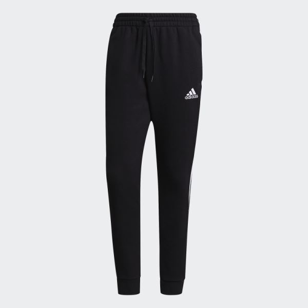 Adidas Essentials Fleece Tapered Cuff 3-Stripes Pants Black
