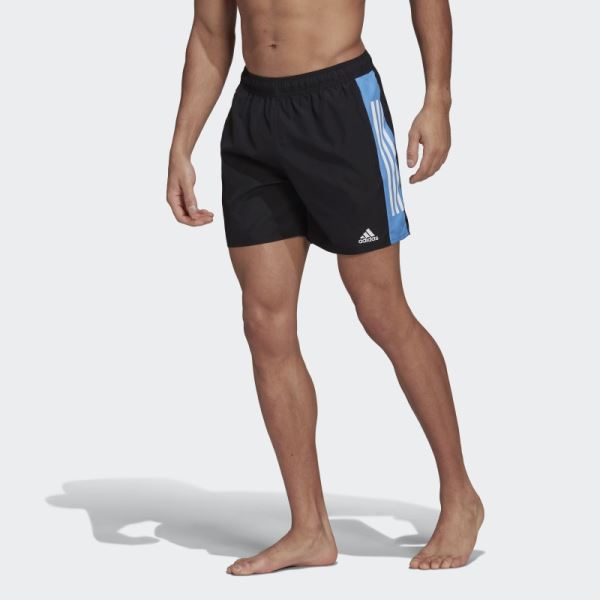 Adidas Short Length Colorblock 3-Stripes Swim Shorts Black