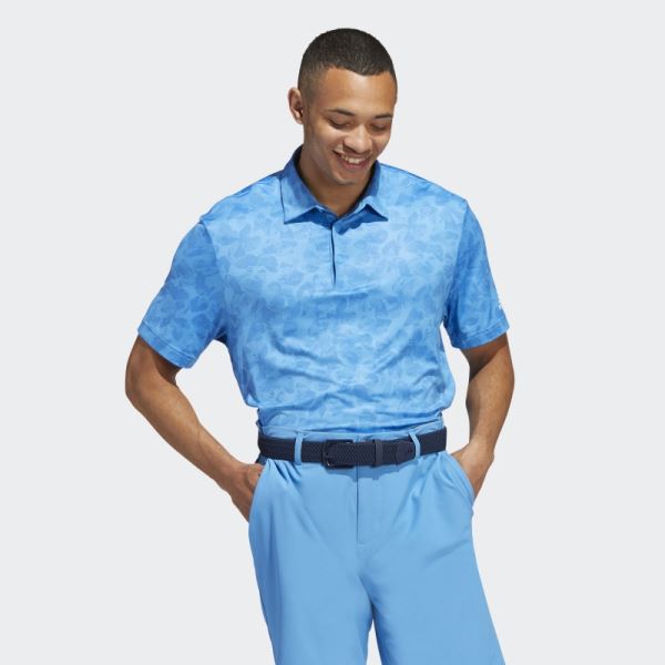 Adidas Blue Prisma-Print Polo Shirt