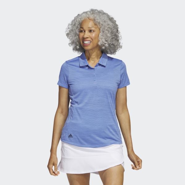 Blue Adidas Space-Dyed Short Sleeve Polo Shirt