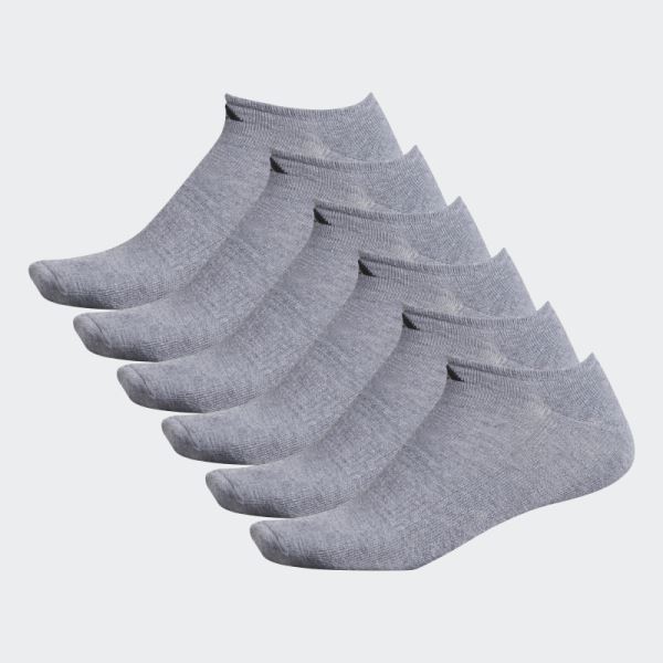 Adidas Athletic Cushioned No-Show Socks 6 Pairs XL Medium Grey