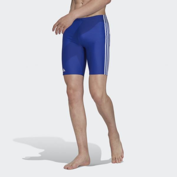 Adidas Blue Classic 3-Stripes Swim Jammers