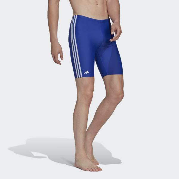 Adidas Blue Classic 3-Stripes Swim Jammers
