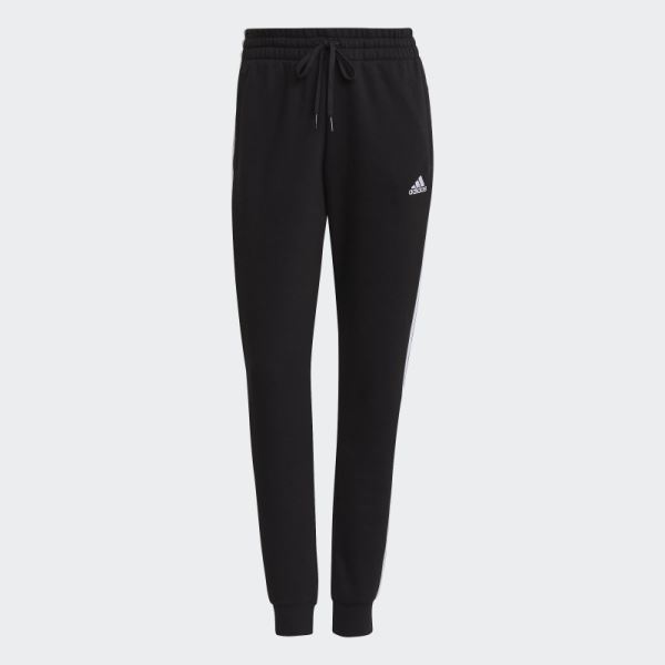 Adidas Black Essentials Fleece 3-Stripes Pants
