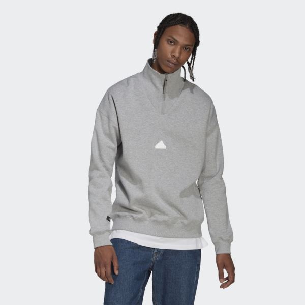 1/4 Zip Sweatshirt Medium Grey Adidas