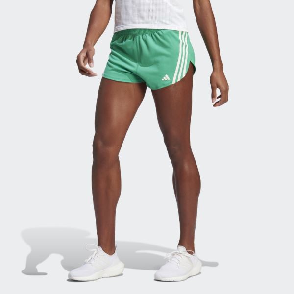 Adidas Run Icons 3-Stripes Low Carbon Running Shorts Court Green