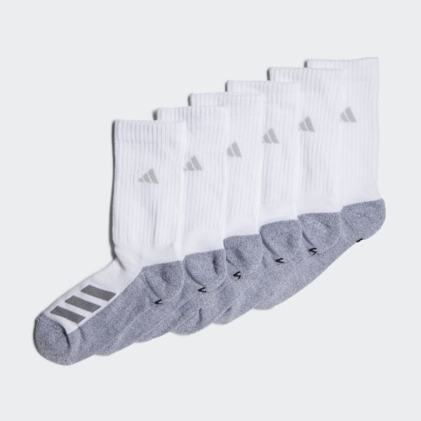 Adidas Cushioned Angle Stripe Crew Socks 6 Pairs White