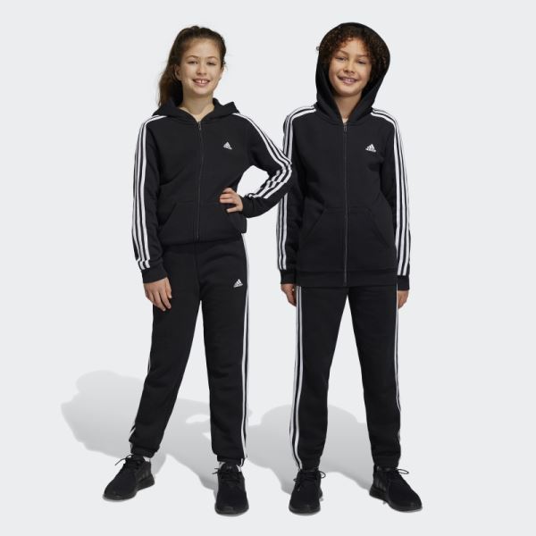 Adidas Black Essentials 3-Stripes Fleece Pants